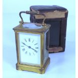 A good heavy 19th Century brass Carriage Clock, with double drum movement,