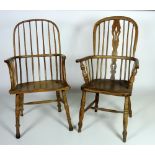 A good rare early 19th Century beechwood Windsor Armchair, and a similar oak Windsor Armchair,