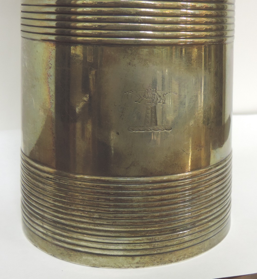 An important heavy George III English silver Tankard, the hinged lid with an engraved coat of arms, - Image 4 of 5