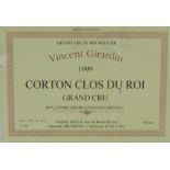 Wine - Red Burgundy: 1999 Girardin Corton Clos de Roi, Grand Cru, 12 Bottles, card case, unopened.