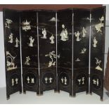 A very good 19th Century Oriental six fold lacquered Screen,