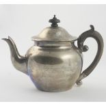 A small plain English silver bullet shaped Teapot, with MacNamara crest, London c. 1896, approx.