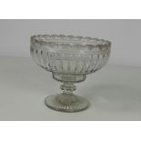 A large 19th Century cutglass Bowl, with serrated edge, reeded body, on circular base, approx.