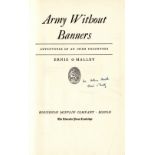 Rare Signed First American Edition O'Malley (Ernie) Army Without Banners, 8vo Boston 1937.