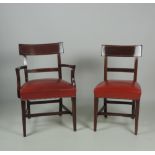 A very good set of eight Sheraton style inlaid mahogany Dining Chairs,