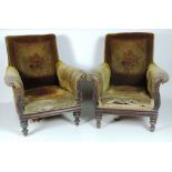 A pair of large Irish William IV period mahogany Library Chairs,