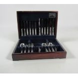 A very good modern Sheffield silver Canteen of Cutlery, 8 piece place setting, tea knives and forks,