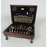 A heavy gilded set of Cutlery by Viners, six place setting etc.