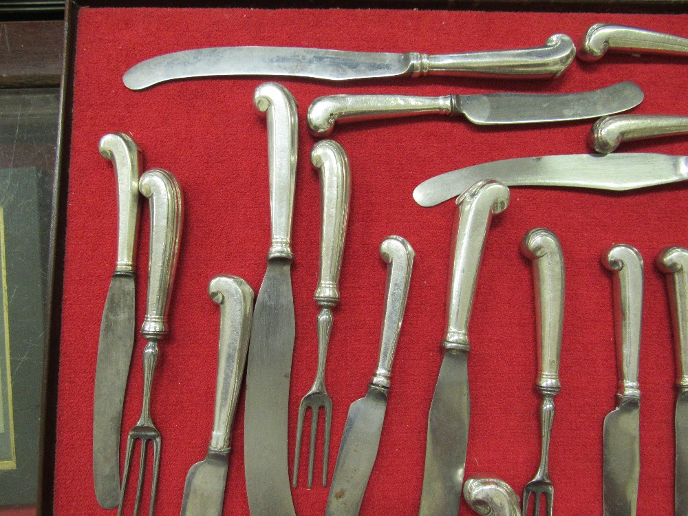 A very rare suite of English Georgian silver pistol handled Cutlery, - Image 7 of 12