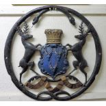 A very good heavy 19th Century cast iron and painted Coat of Arms of the Duke of Devonshire,