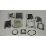 Collection of approx. 10 varied silver mounted Photograph Frames, various sizes, some damaged backs.