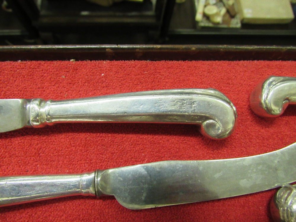 A very rare suite of English Georgian silver pistol handled Cutlery, - Image 12 of 12