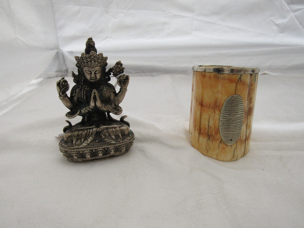 A 19th Century Chinese ivory horn Brush Pot, - Image 3 of 5