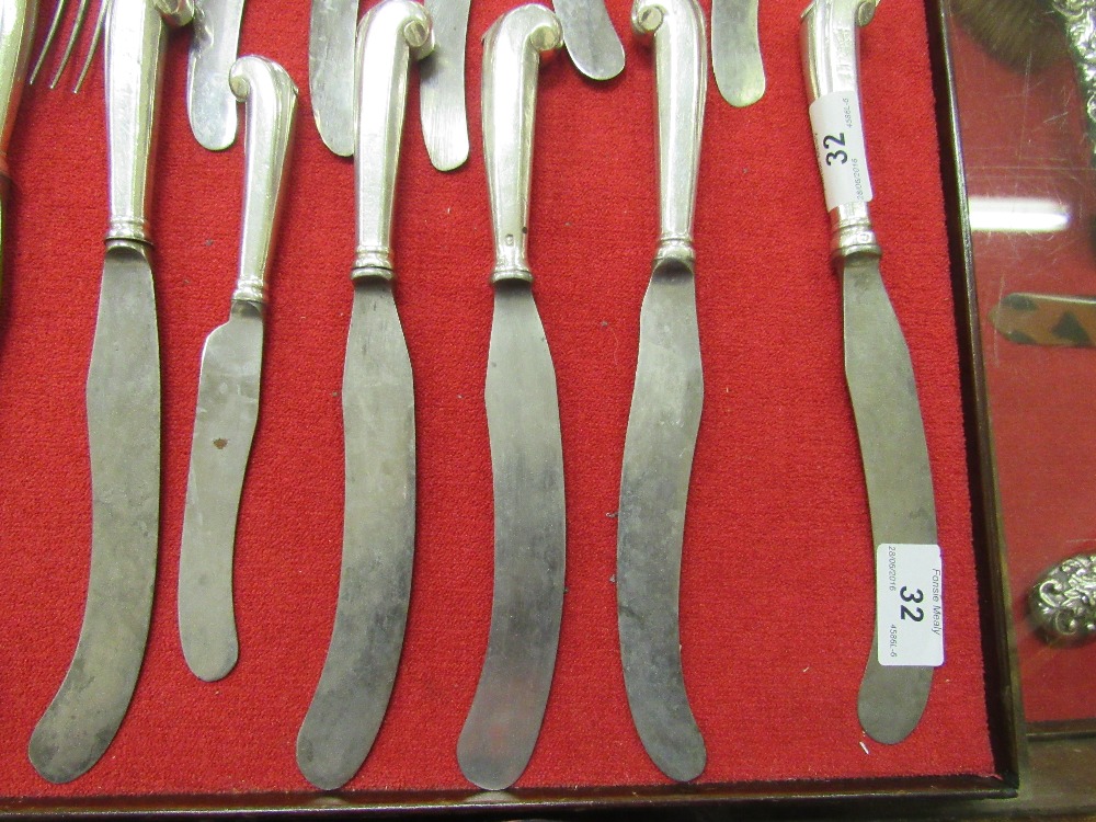A very rare suite of English Georgian silver pistol handled Cutlery, - Image 5 of 12