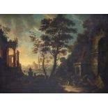 Early 18th Century Continental School "Extensive Romantic Landscape with figures exploring
