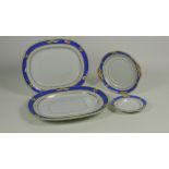 An attractive Victorian porcelain 14 piece part Dinner Service, including two large meat platters,