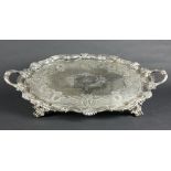 An important and very heavy silver plated two handled oval Tray, of large proportions,