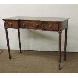 A 19th Century figured mahogany inverted breakfront Side Table, with three frieze drawers,