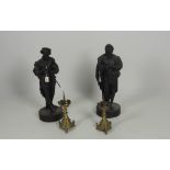 A pair of heavy 19th Century tall metal Figures, "Michelangelo," & "Benito Cellini," approx.