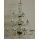 An impressive large modern 15 light Chandelier, with cutglass chain drops and scroll arms, approx.