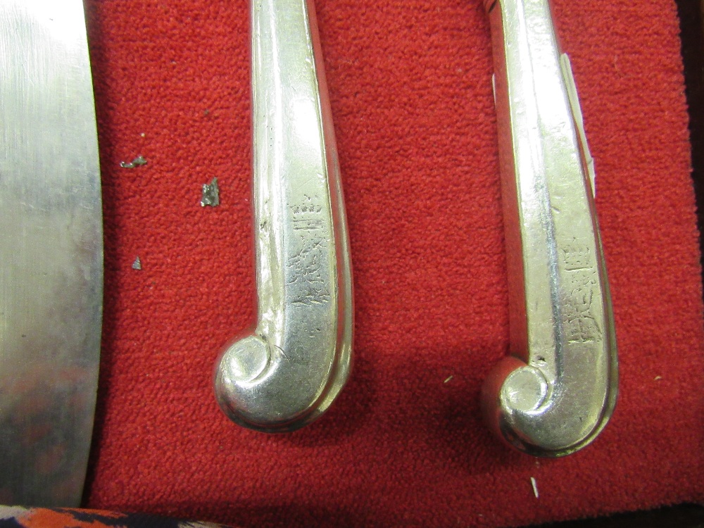 A very rare suite of English Georgian silver pistol handled Cutlery, - Image 10 of 12