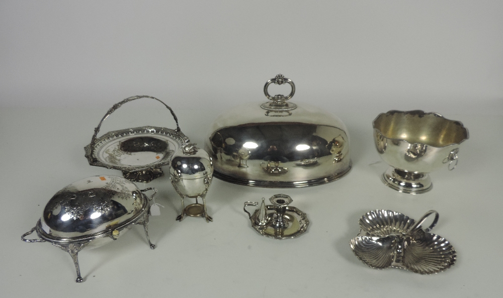 A large quantity of silver Plateware, to include large Meat Cover, Bon Bon Dishes, Wine Cooler,