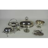 A large quantity of silver Plateware, to include large Meat Cover, Bon Bon Dishes, Wine Cooler,