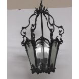 A heavy brass Victorian Ceiling Light or Hall Lantern, approx. 76cms (30") high.