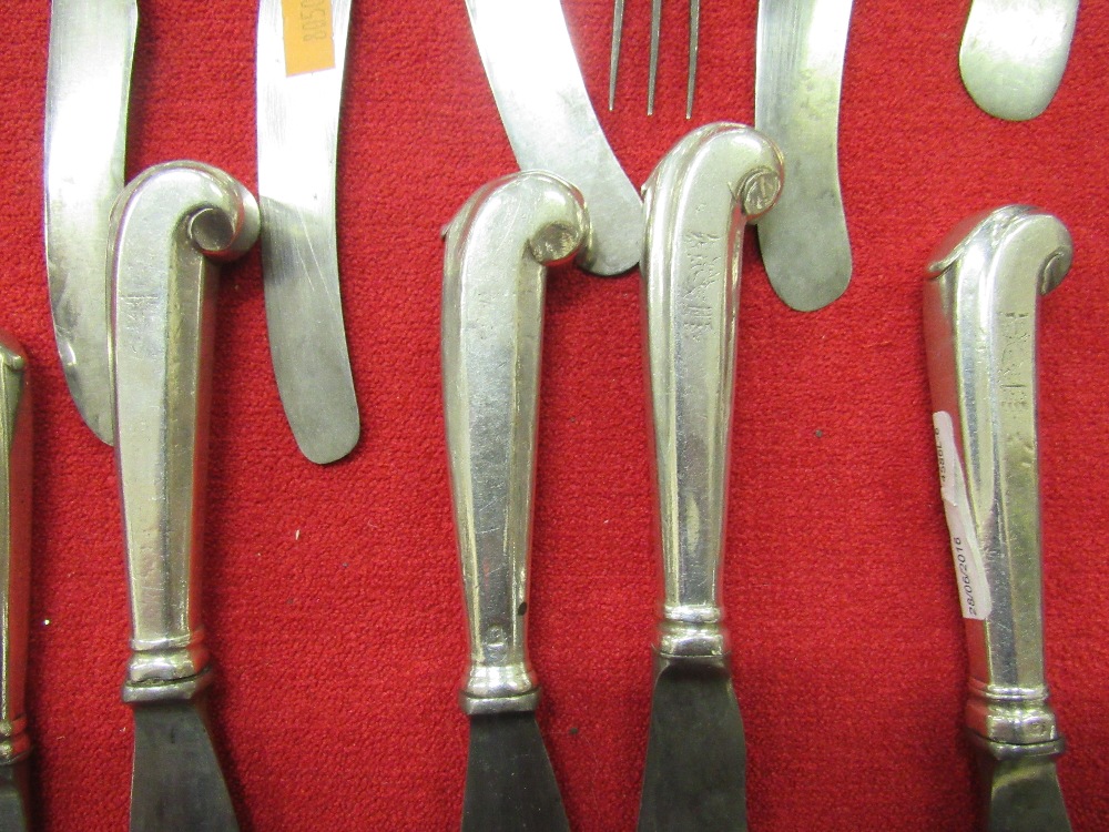 A very rare suite of English Georgian silver pistol handled Cutlery, - Image 9 of 12