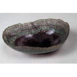 An attractive and rare small purple and green Quartz Bowl, 20cms (8")long.