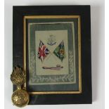 Military: Attractive hand painted armorial with Battle Honours, for "The Northumberland Fusiliers,