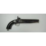 A heavy brass mounted mahogany and steel Military Percussion Pistol, the lock inscribed 'Tower',
