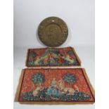 Two large similar colourful hand worked Tapestry Pictures, mythological subjects, each approx.