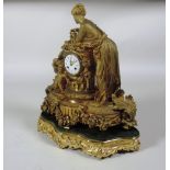 An impressive 19th Century French Mantle Clock, with figures surmounted,