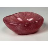 An attractive heavy Rose Quartz Bowl, 23cms (9") long.