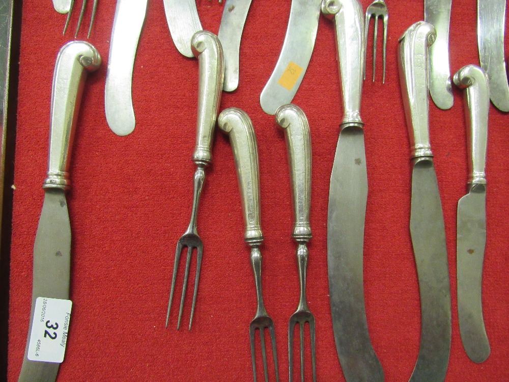 A very rare suite of English Georgian silver pistol handled Cutlery, - Image 4 of 12