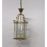 An attractive small brass cylindrical Hall Lantern, approx. 53cms (21") high.