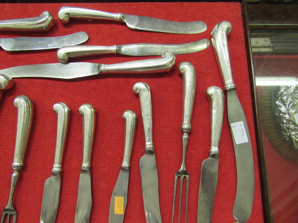 A very rare suite of English Georgian silver pistol handled Cutlery, - Image 6 of 12
