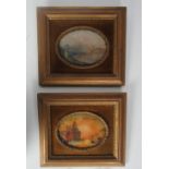 Painting on glass, "St. Mark's in Venice," an oval view; and another small Lake Scene, gilt frames.