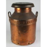 A small heavy copper 10 gls Milk Churn, for "Home Counties Dairies Ltd.