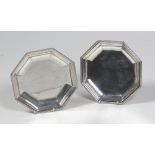 A very good pair of George III English silver octagonal Dishes, Nos. I & II, London c.