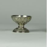 A small heavy cast Victorian English silver tazza shaped Salt Cellar, London c.