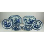 A good pair of early 19th Century blue and white Chinese octagonal Dishes,