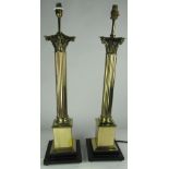 A pair of tall brass Corinthian column Table Lamps, each approx. 76cms (30") high.