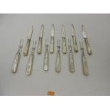 A set of 6 silver Fruit Knives and 6 matching two-prong Forks, Sheffield c.