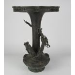 A large 19th Century Japanese bronze Vase, with dragon surmounted,