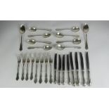 A heavy four place setting of English silver Cutlery, Sheffield c.