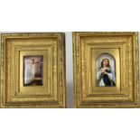 Two similar 19th Century hand painted Continental porcelain Plaques, "The Crucified Christ,