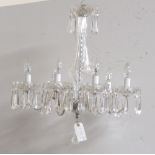 A six branch single tier cutglass Chandelier, decorated with droplets, approx.