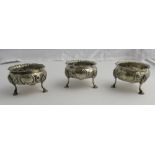 A pair of George III English silver Salt Cellars, London 1776, possibly by Thos.